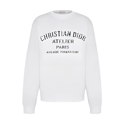 Dior White Crewneck Long-Sleeve Sweatshirt with Letter Print 043J655A0531-C088