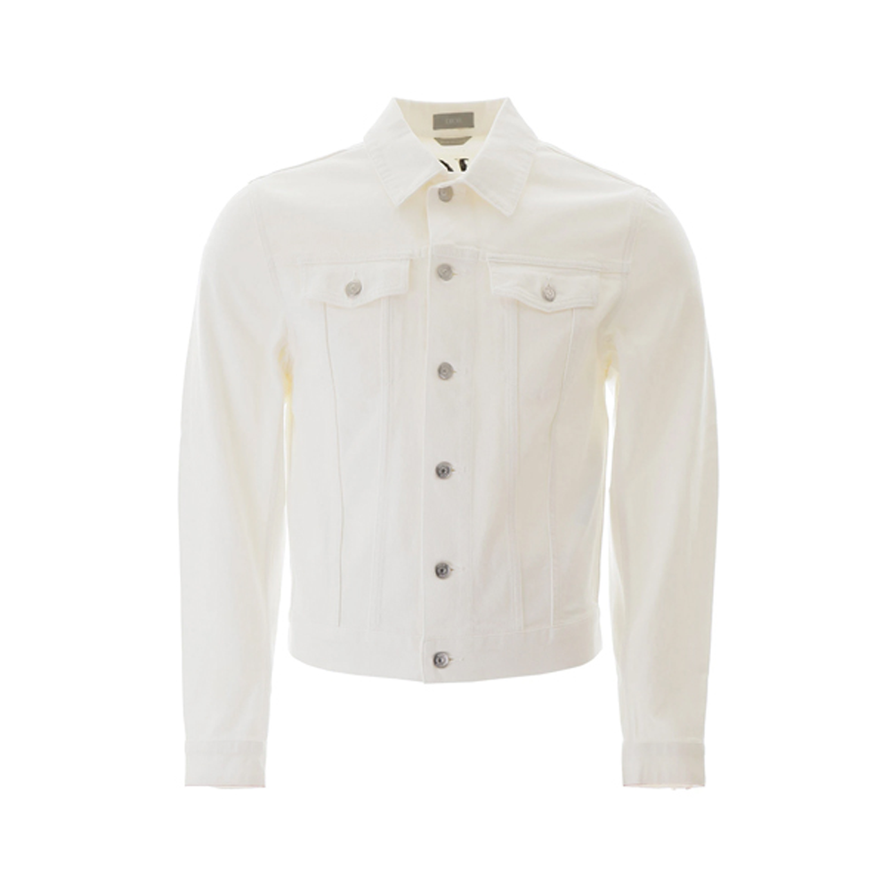DIOR White Denim Jacket with Back Logo Unisex 013D483AY979-089