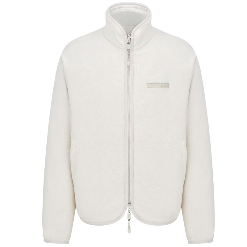 DIOR White Double-Sided Zip-Up Jacket with Raised Lettering for Men 393J432A0785-C080