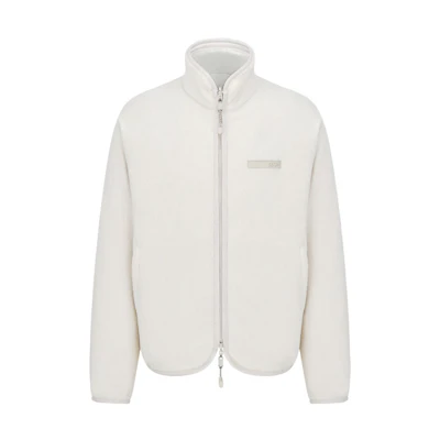 DIOR White Double-Sided Zip-Up Jacket with Raised Lettering for Men 393J432A0785-C080