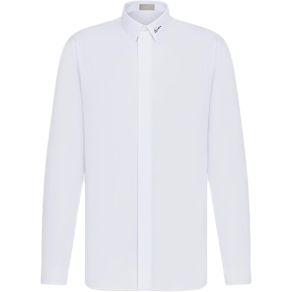 DIOR White Embroidered Collar Long Sleeve Shirt 463C541W6680-C089