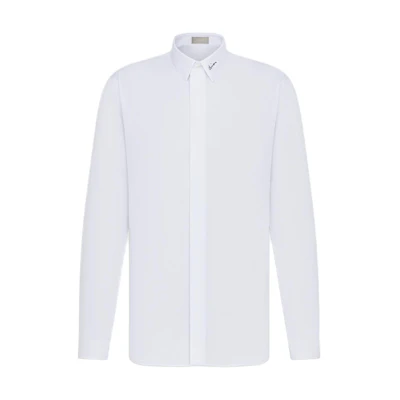 DIOR White Embroidered Collar Long Sleeve Shirt 463C541W6680-C089