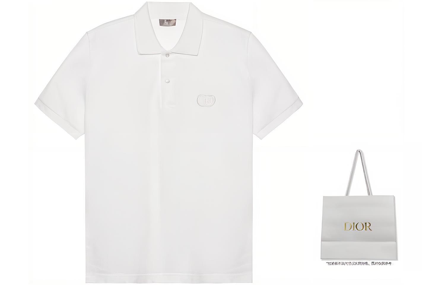 Shop Dior Kemeja Polo Putih Logo Bordir - Koleksi Baru. 013J800A0373-C080