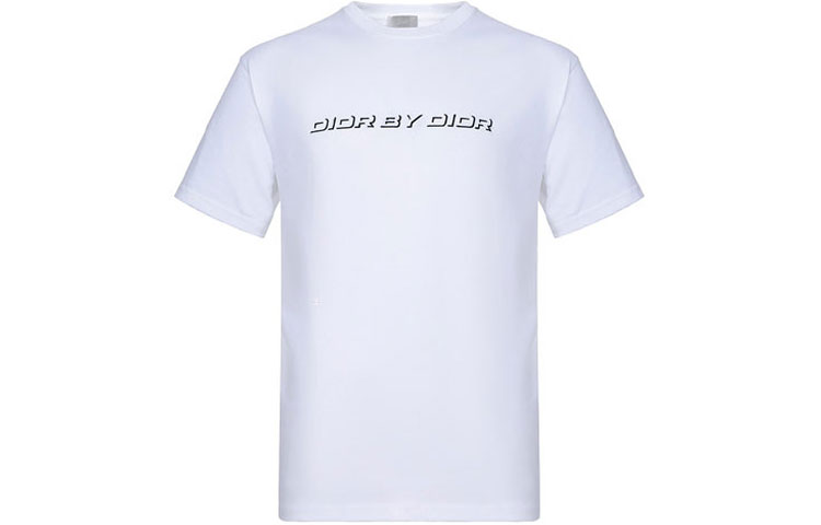 DIOR White Letter Print Crew Neck T-Shirt. 863J611K0910-089