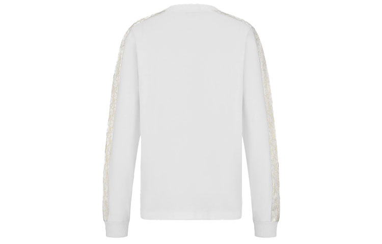 Lookbook DIOR White Long Sleeve Cotton Knit Sweatshirt with Sleeve Print 113J643A0554-C001