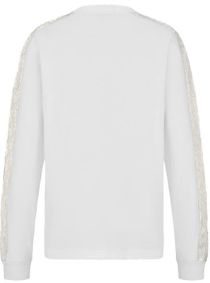 DIOR White Long Sleeve Cotton Knit Sweatshirt with Sleeve Print 113J643A0554-C001 Lookbook DIOR White Long Sleeve Cotton Knit Sweatshirt with Sleeve Print 113J643A0554-C001