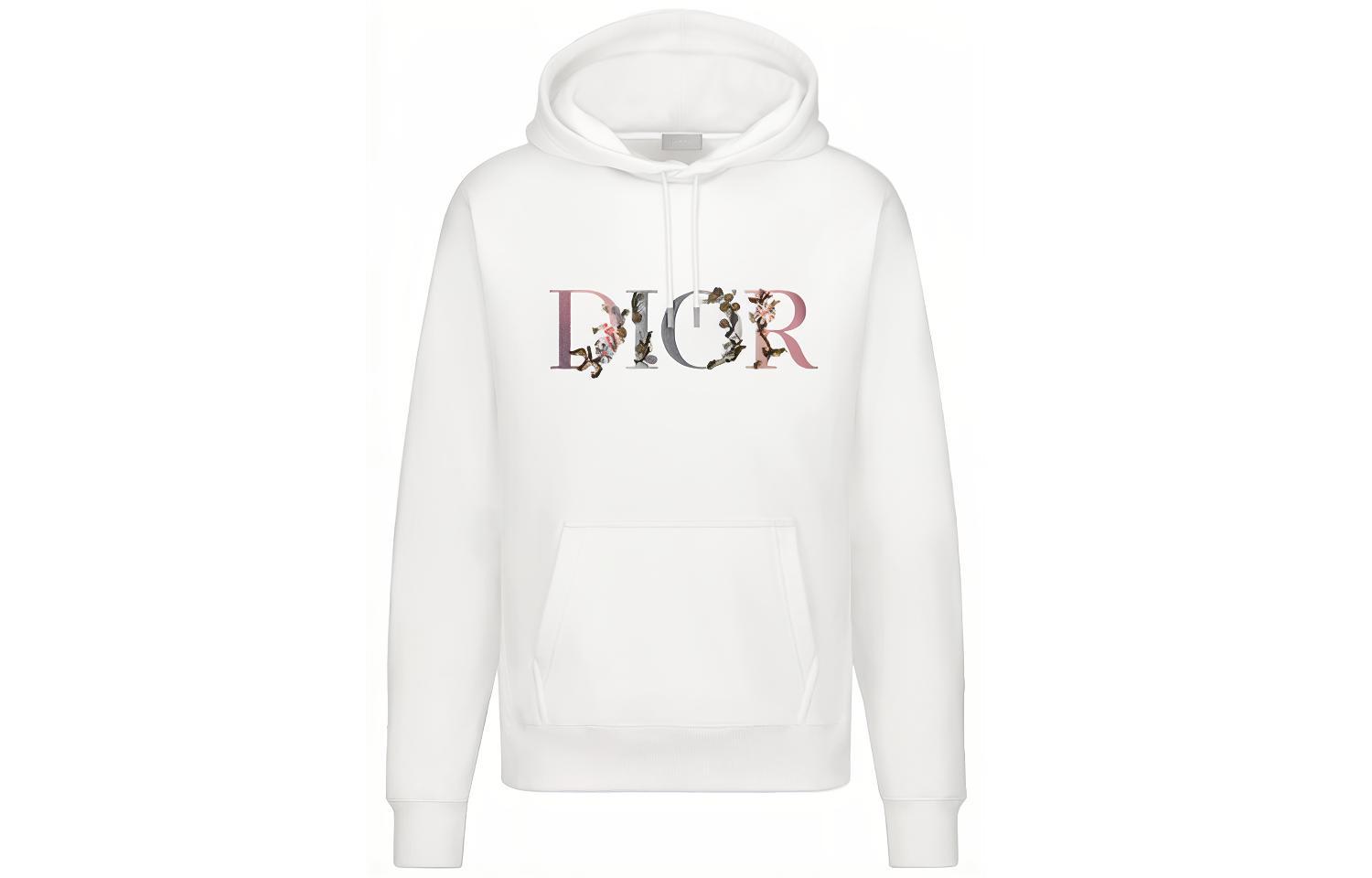 DIOR White Loose Fit Hoodie with Embroidered Letters 113J688A0531-C084