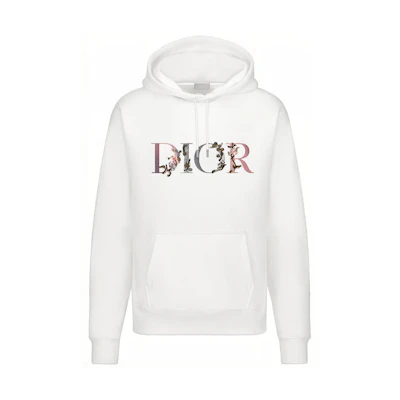 DIOR White Loose Fit Hoodie with Embroidered Letters 113J688A0531-C084