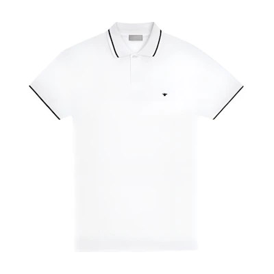 DIOR White Polo Shirt with Embroidered Bee Logo 733J805B0373-C089