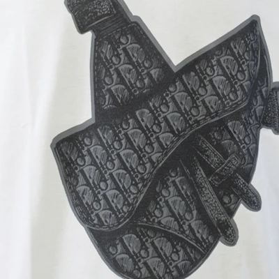 DIOR Kaos Katun Rajut Ketat Motif Saddle Putih 943J605N0554-C088 Details for DIOR Kaos Katun Rajut Ketat Motif Saddle Putih 943J605N0554-C088