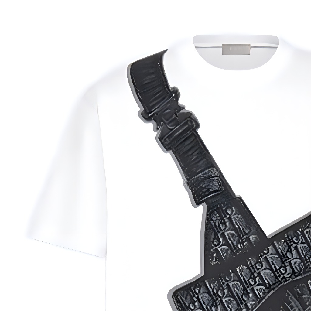 Cheap DIOR Kaos Katun Rajut Ketat Motif Saddle Putih 943J605N0554-C088