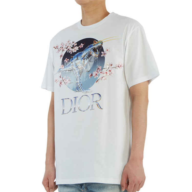 Purchase DIOR Putih Sakura Dinosaur Cetakan Crewneck T-Shirt - Ketibaan Baru 933J602B0533-085