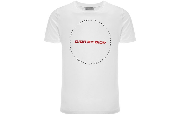 Dior White Short Sleeve T-Shirt with Logo Print 863J611W5810-089
