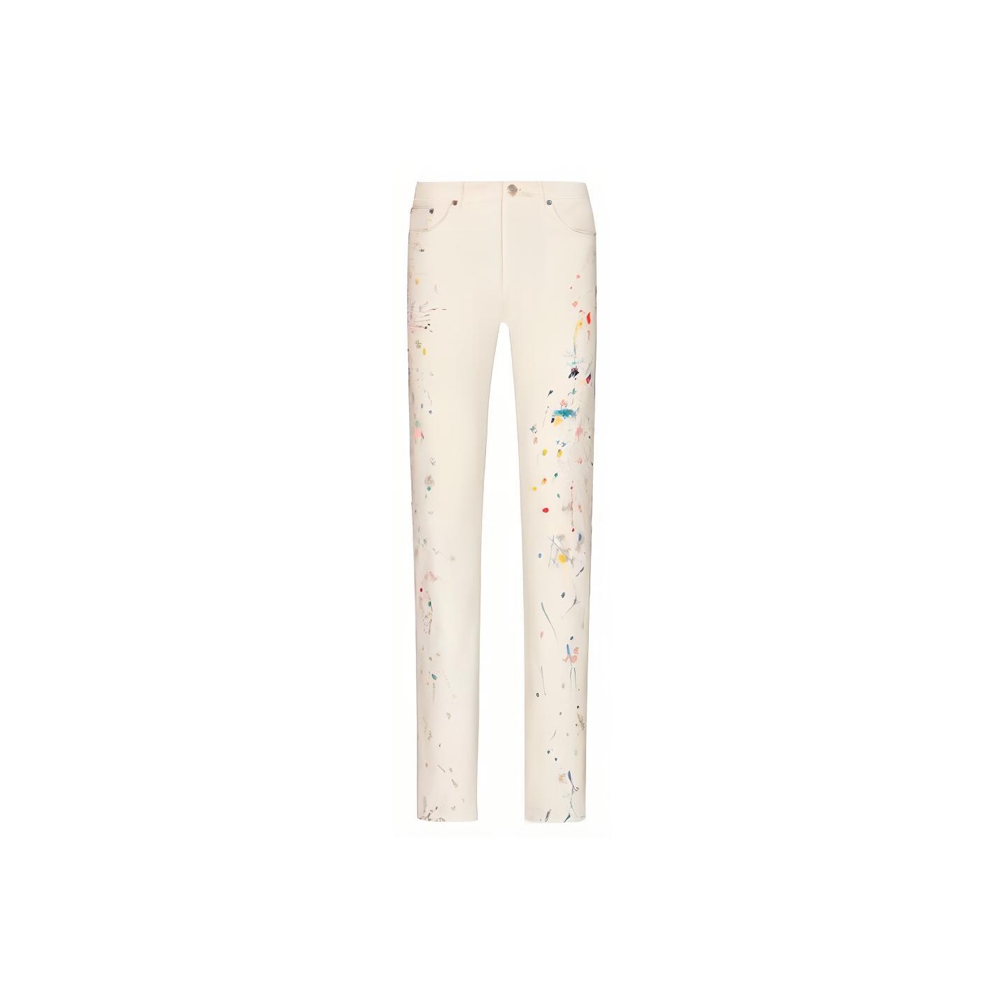 DIOR White Slim Fit Jeans with Art Print and Buttons 013D001BY997-C070