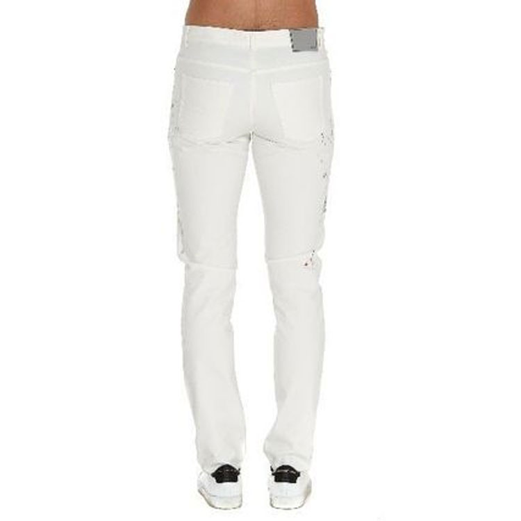 Purchase 디올 화이트 슬림핏 아트 프린트 버튼 장식 청바지 013D001BY997-C070