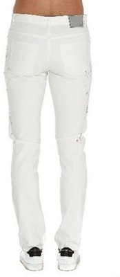 디올 화이트 슬림핏 아트 프린트 버튼 장식 청바지 013D001BY997-C070 Purchase 디올 화이트 슬림핏 아트 프린트 버튼 장식 청바지 013D001BY997-C070