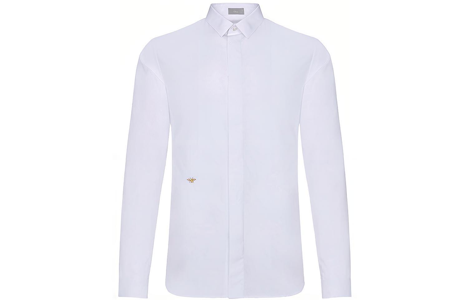 DIOR White Solid Color Long Sleeve Shirt 733C554B2088-081