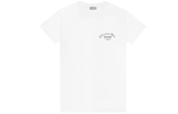 Order DIOR Baju-T Putih dengan Cetakan Logo 863J621I0533-C089