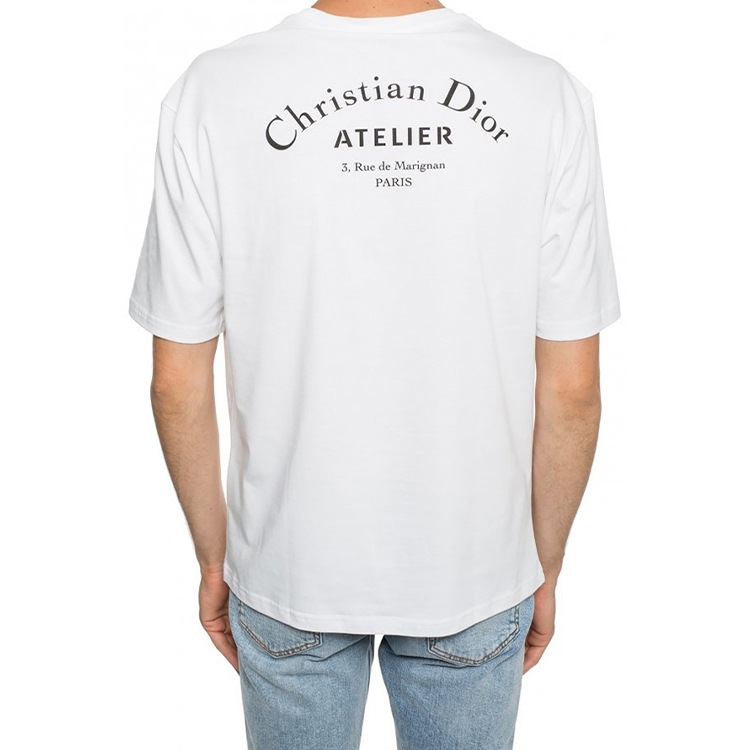 Sizing DIOR Baju-T Putih dengan Cetakan Logo 863J621I0533-C089