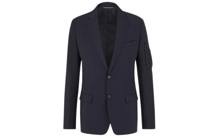Order DIOR Wool Blend Single-Breasted Blazer with Zip Pockets Men Navy Blue 013C217A3500-C540