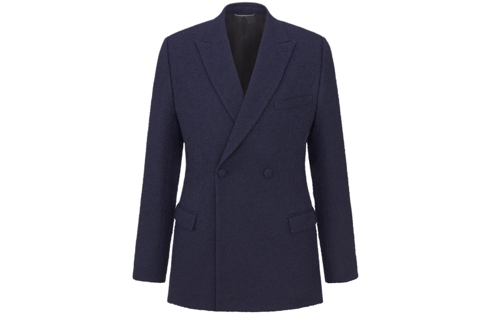 DIOR Wool Cotton Tweed Double-Breasted Blue Jacket 023C241F6084-C540