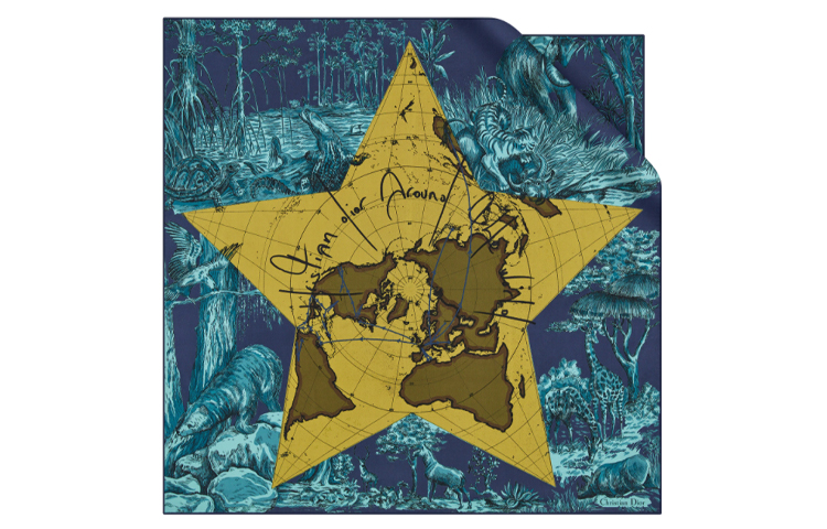 Dior World Square Scarf Blue Silk Twill. 15DAW090I604-C546