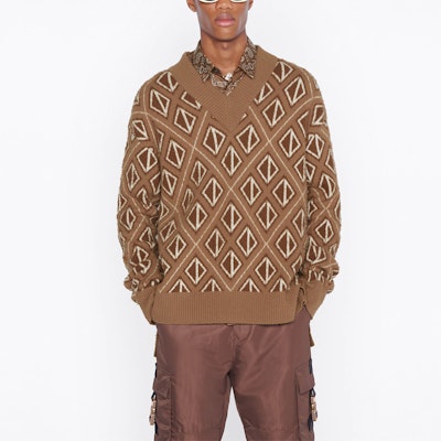 Dior x CACTUS JACK CD Diamond Sweater Coffee Brown Shop Dior x CACTUS JACK CD Diamond Sweater Coffee Brown