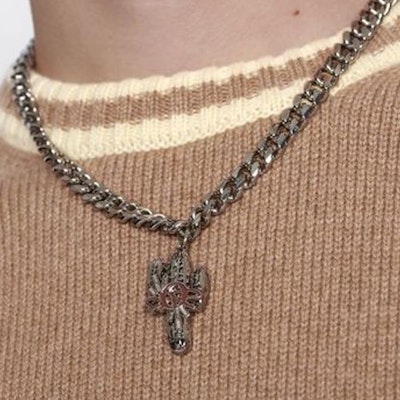 Dior x Cactus Jack Chain Link Necklace Silver/Beige Shop Dior x Cactus Jack Chain Link Necklace Silver/Beige