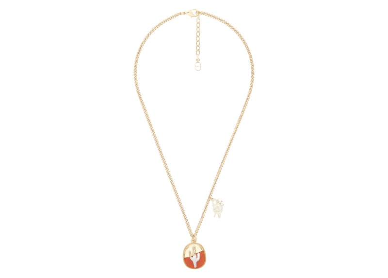 Dior x CACTUS JACK Pearl Pendant Necklace Gold/Orange