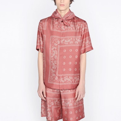 Dior x CACTUS JACK Short-Sleeved Shirt with Bandana Motif Pink Details for Dior x CACTUS JACK Short-Sleeved Shirt with Bandana Motif Pink