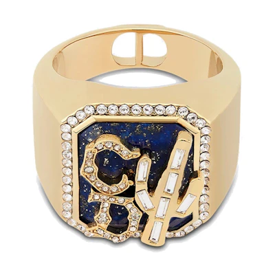 Dior Cactus Jack Signet Ring Gold/White/Lapis