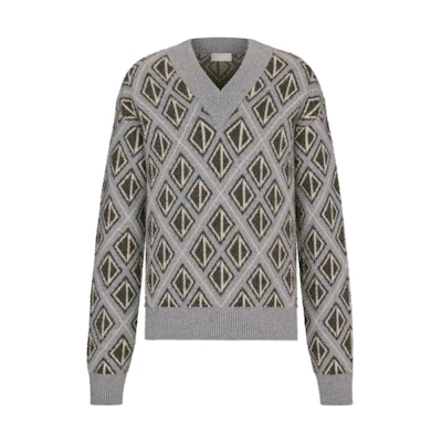 Dior x CACTUS JACK Sweater with CD Diamond Motif Gray