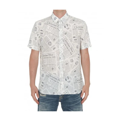 DIOR Daniel Arsham All-Over Logo Short Sleeve Shirt White Men’s 013C548A4834-088
