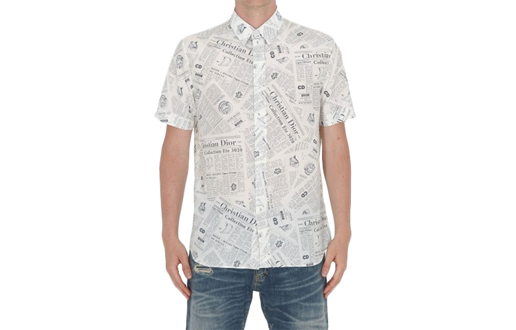 Order Camisa Blanca Hombre DIOR x Daniel Arsham con Logo Integral Manga Corta 013C548A4834-088
