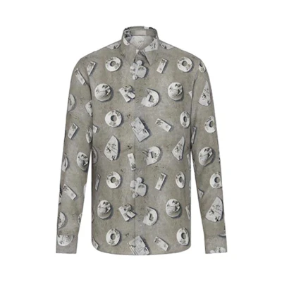 DIOR Daniel Arsham Grey Monogram Print Button-Up Shirt 013C501A4846-888