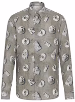 Order DIOR x Daniel Arsham Grey Monogram Print Button-Up Shirt 013C501A4846-888