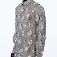 Shop DIOR x Daniel Arsham Grey Monogram Print Button-Up Shirt 013C501A4846-888