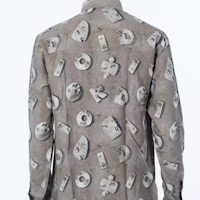 Cheap DIOR x Daniel Arsham Grey Monogram Print Button-Up Shirt 013C501A4846-888
