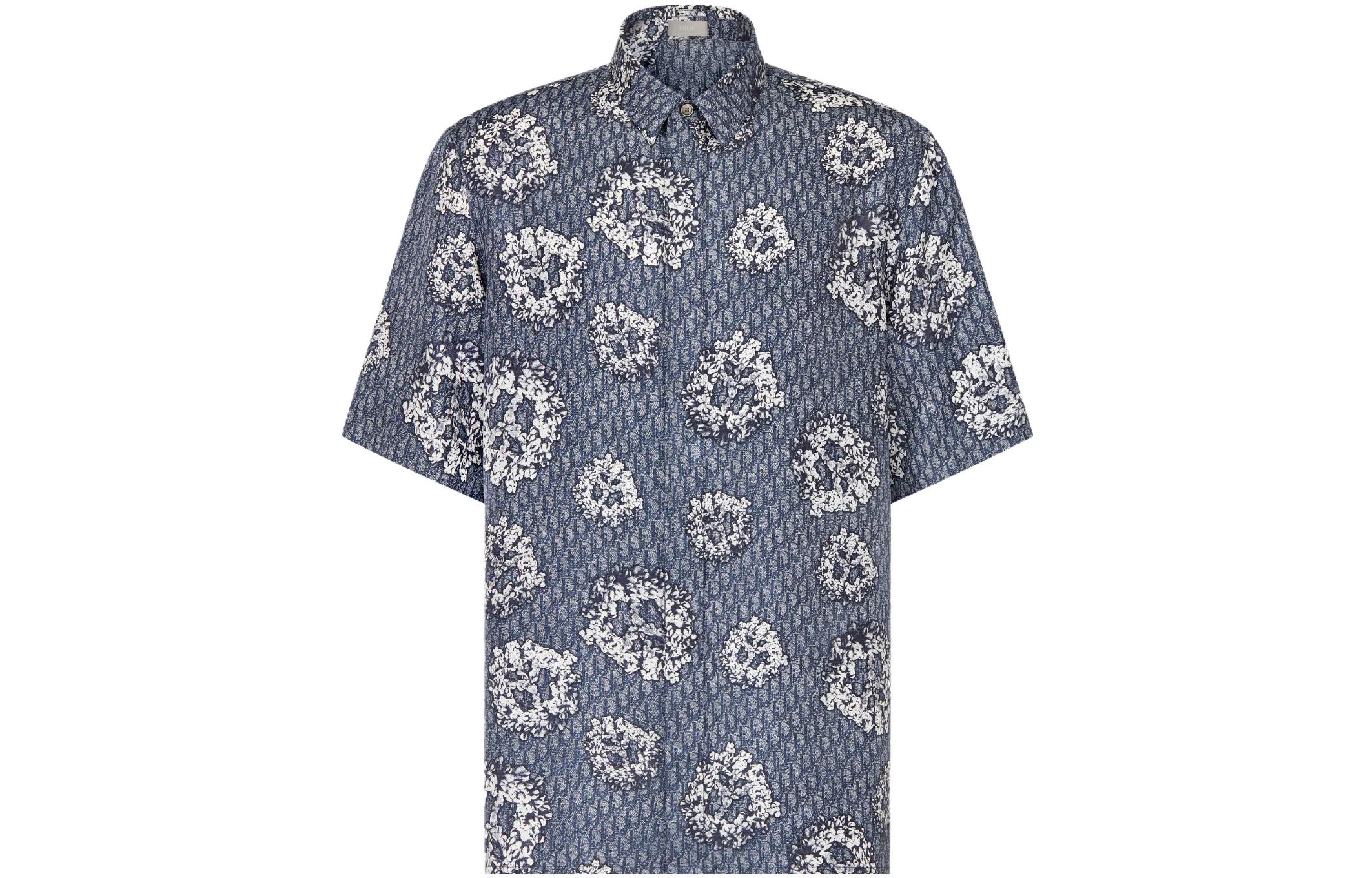 DIOR x Denim Tears FW23 Logo Printed Short Sleeve Shirt  Blue 193C545A5931-C585