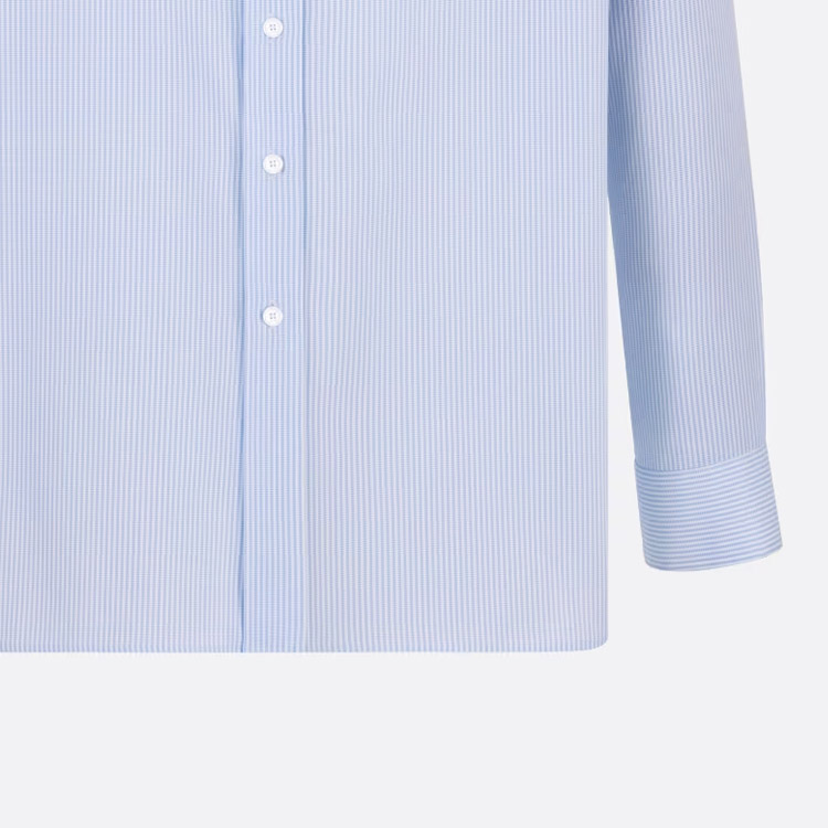 Shop DIOR x Denim Tears FW23 Kemeja Lengan Panjang Biru Logo Bergaris Bordir 393C517A5819-C075