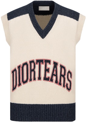 DIOR x Denim Tears SS23 Colorblock V-Neck Sleeveless Knit Sweater White Mens 393M654AT657-C085 Order DIOR x Denim Tears SS23 Colorblock V-Neck Sleeveless Knit Sweater White Mens 393M654AT657-C085