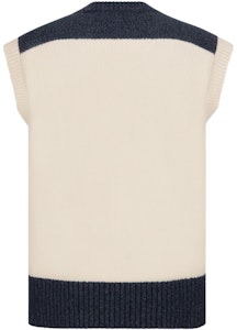 DIOR x Denim Tears SS23 Vest Warna Blok Rajut Tanpa Lengan Putih Pria. 393M654AT657-C085 Lookbook DIOR x Denim Tears SS23 Vest Warna Blok Rajut Tanpa Lengan Putih Pria. 393M654AT657-C085