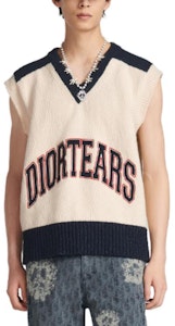 DIOR x Denim Tears SS23 Vest Warna Blok Rajut Tanpa Lengan Putih Pria. 393M654AT657-C085 Shop DIOR x Denim Tears SS23 Vest Warna Blok Rajut Tanpa Lengan Putih Pria. 393M654AT657-C085