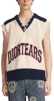 DIOR x Denim Tears SS23 Colorblock V-Neck Sleeveless Knit Sweater White Mens 393M654AT657-C085 Shop DIOR x Denim Tears SS23 Colorblock V-Neck Sleeveless Knit Sweater White Mens 393M654AT657-C085