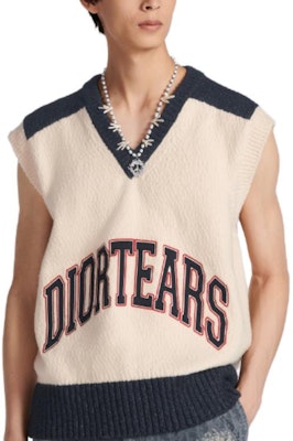 DIOR x Denim Tears SS23 Colorblock V-Neck Sleeveless Knit Sweater White Mens 393M654AT657-C085 Purchase DIOR x Denim Tears SS23 Colorblock V-Neck Sleeveless Knit Sweater White Mens 393M654AT657-C085