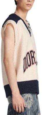 DIOR x Denim Tears SS23 Colorblock V-Neck Sleeveless Knit Sweater White Mens 393M654AT657-C085 Sizing DIOR x Denim Tears SS23 Colorblock V-Neck Sleeveless Knit Sweater White Mens 393M654AT657-C085
