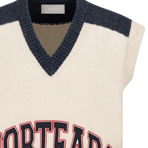 DIOR x Denim Tears SS23 Vest Warna Blok Rajut Tanpa Lengan Putih Pria. 393M654AT657-C085 Cheap DIOR x Denim Tears SS23 Vest Warna Blok Rajut Tanpa Lengan Putih Pria. 393M654AT657-C085
