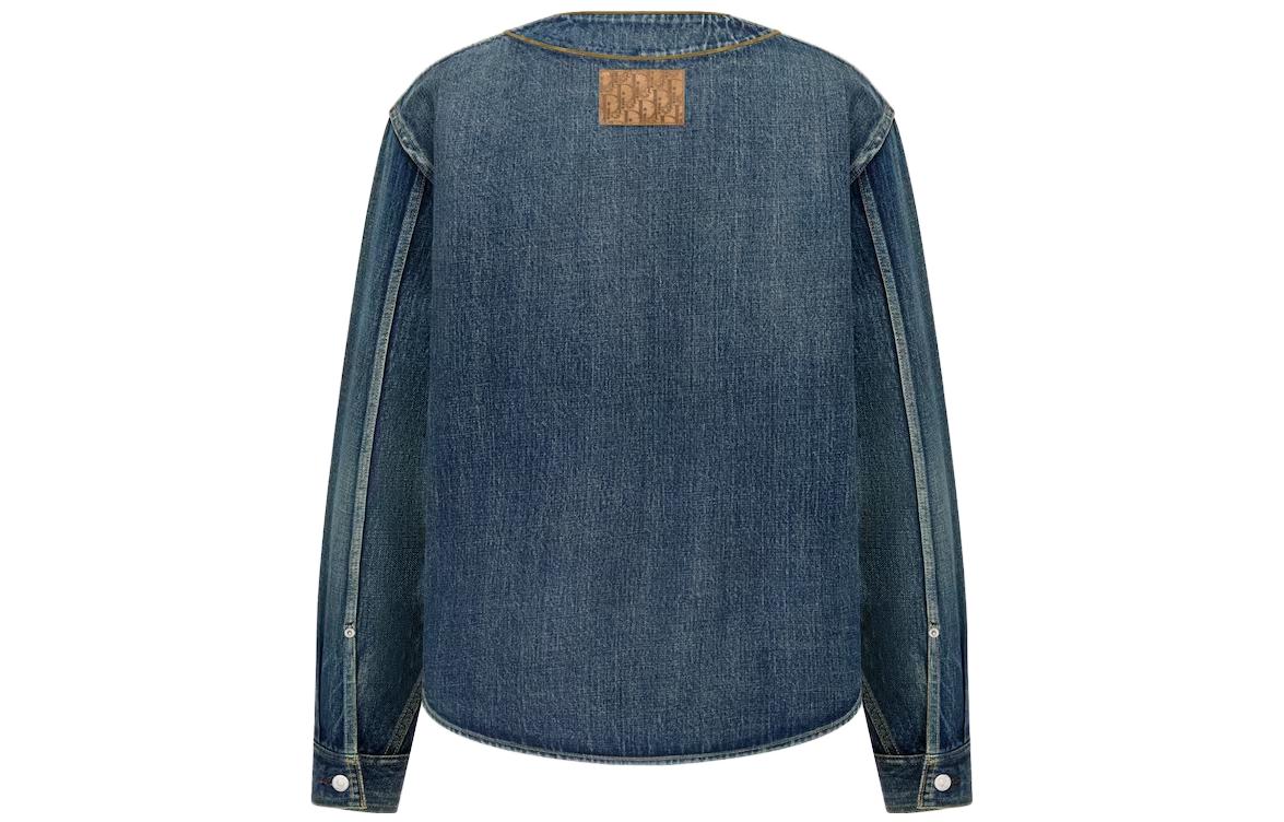 Lookbook DIOR x Denim Tears SS23 Jaket Denim Logo Biru Button-Up. 393D591AY527-C582