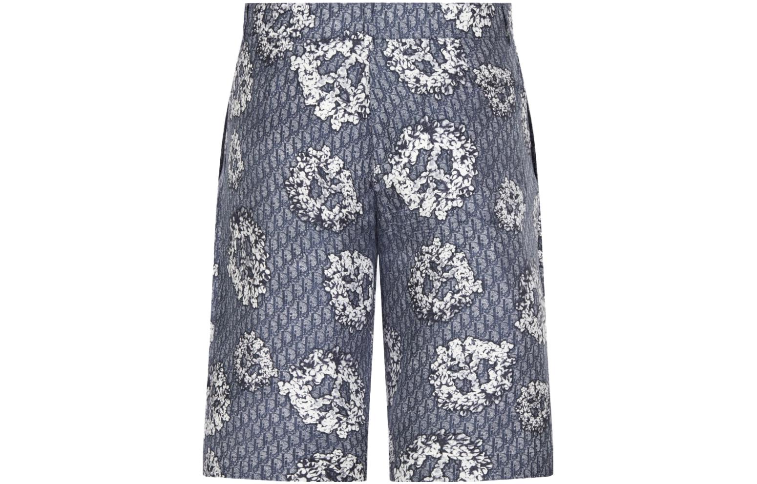 Lookbook DIOR x Denim Tears SS23 Celana Pendek Biru Pria Logo Print Straight-Leg. 013C121B5931-C585