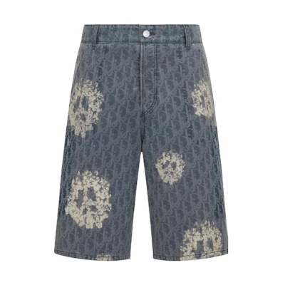 DIOR Denim Tears SS23 Logo Printed Denim Shorts Blue Straight Fit 393D189BY528-C580